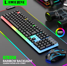 GTX350 Gaming Keyboard Mouse Combo LED Backlit Wired USB Gamer Kit Black