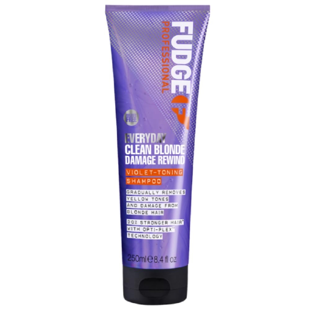Fudge Professional Everyday Clean Blonde Damage Rewind Shampoo, Daily Purple Toning for Blonde Hair, Bond Repair Technology, 250 ml - Image 4