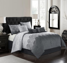 7-Piece Grey Comforter Set for Men - Queen Size Bedding Set