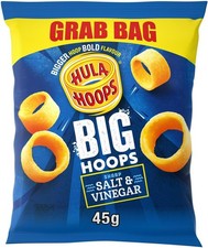 Hula Hoops BIG HOOPS SALT & VINEGAR Grab Bag Crisps 45g Bags, Case of 36 - Bigg