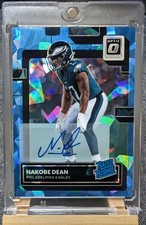 2022 Panini Donruss Optic #274 Nakobe Dean - Blue Cracked Ice /15 - Rookie Card. rookie card picture