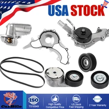 Water Pump & Thermostat Tensioner Belt Kit For Chrysler Jeep Dodge Ram 1500 3.6L