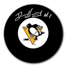 Denis Herron Pittsburgh Penguins Autographed Puck