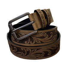 Vintage Cowboy Gürtel Florale Muster Braun/Schwarz 120cm Neu