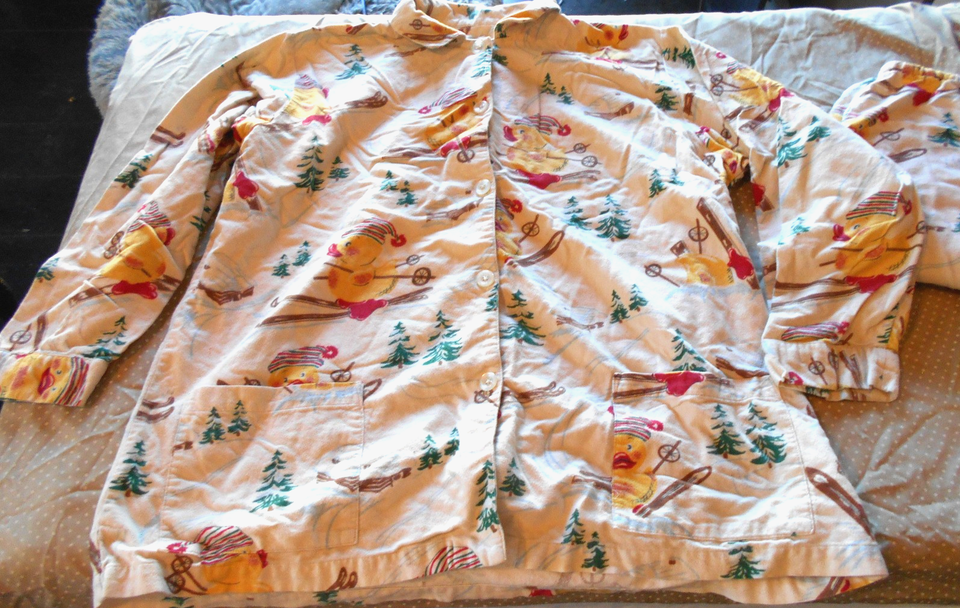Pyjama Vintage Nick And Nora - Motif "Piggin Out" Rose - 100% Coton Flanelle - Taille L