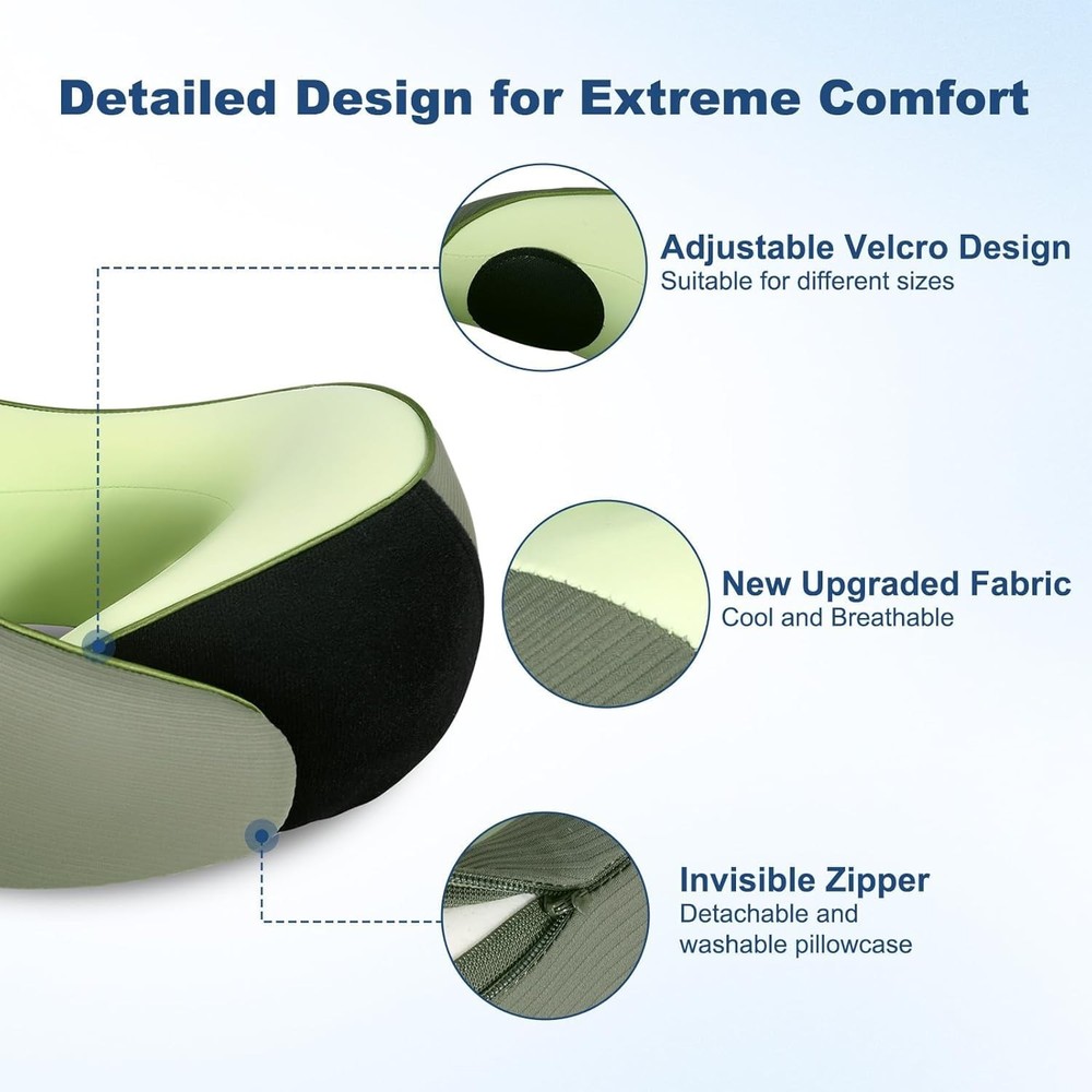 Travel Pillow - Neck Pillow Airplane, Adjustable Support for Neck Pain Relief... Travel Pillow - Neck Pillow Airplane, Adjustable Support for Neck Pain Relief...