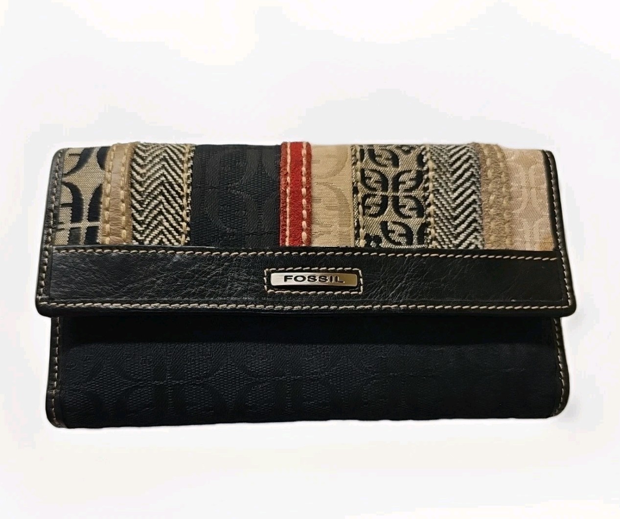 FOSSIL Purse Multi-colored Patchwork, Black Trim … - image 21