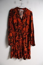 Papaya Womens Floral Patterned Dress Black Orange - Size 12 (F80)