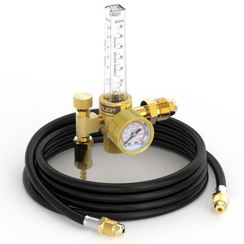 Pre-owned CO2 Argon Flow Meter Gas Regulator Gauge with Hose for MIG TIG Welding