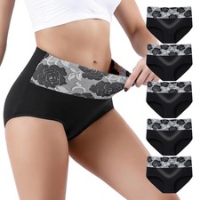 Cotton Brief Panties High Waist Women's Breathable Plus Size Underwear 2 Pcs