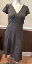 Banana Republic Gray Empire Waist V-Neck Midi Dress Size Small Tie Back NWOT