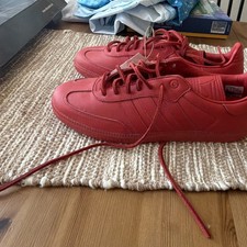 adidas Superstan Mens Red Faux Leather Lace-U...