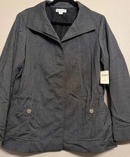 Coldwater Creek NWT Refined Mini Check Jacket, Black houndstooth Size 14