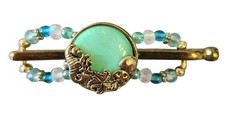 Lilla Rose XS Flexi Clip SEASCAPE / Gold Blue Green Aqua w/ Gold Seashells