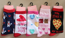5 Pairs of Valentine's Day Crew Socks Women  s 4-10