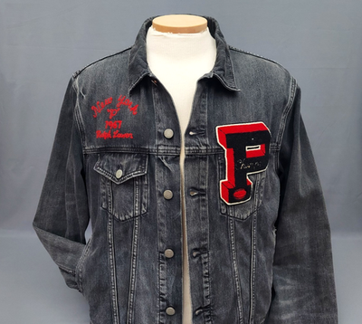 Polo Ralph Lauren Size Large Jean Jacket Varsity Football Bulldog