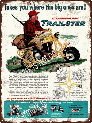 1961 Cushman Trailster Motorcycle Man Cave Garage Shop Metal Sign 9x12'' A515