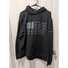 Columbia PFG Hoodie Mens XL Black Fish Flag II Pocket Pullover Fleece Sweatshirt