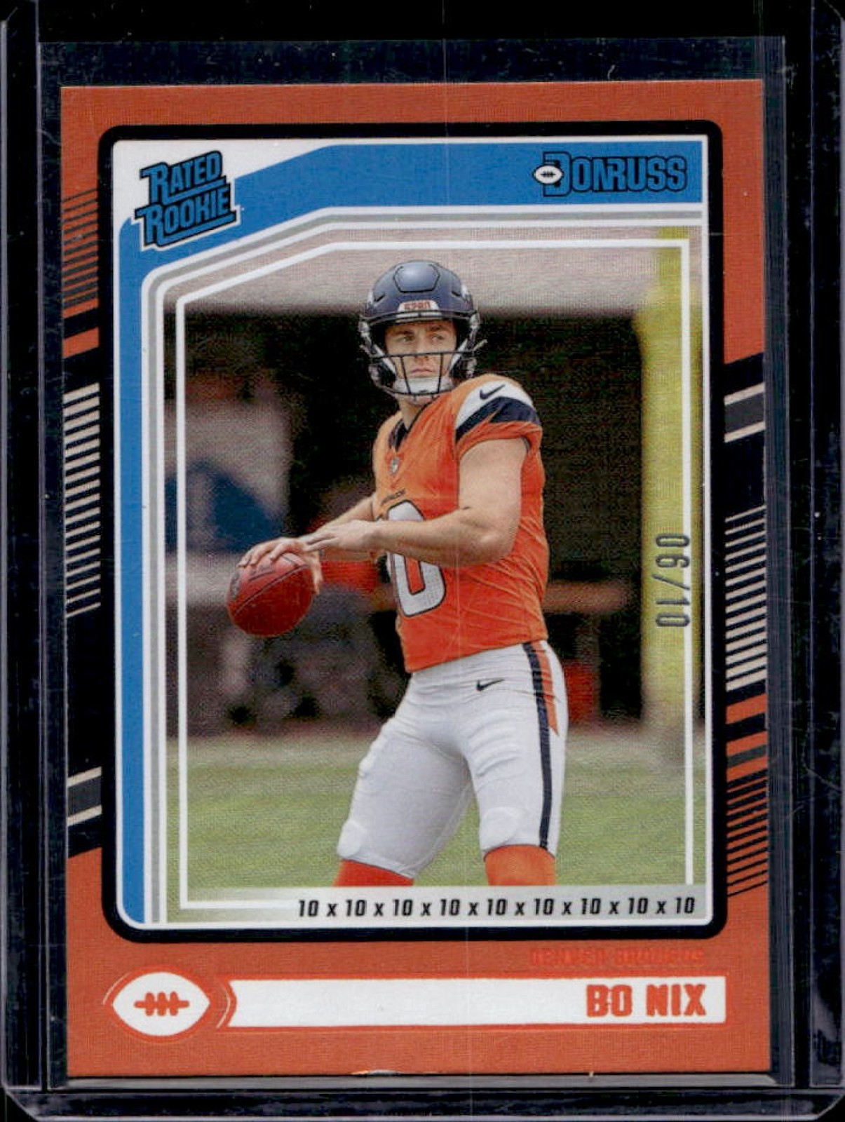 2024 Donruss Bo Nix Jersey Number Rated Rookie #6/10 Broncos