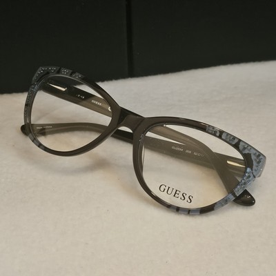 GUESS Eyeglasses Frames ~ GU2554 005 Black Grey Clear Cat Eye Full Rim 