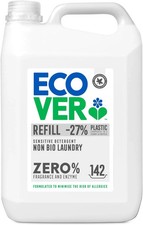 Ecover Zero Non-Bio Laundry Detergent Refill 5L, 142 Washes, Eco-Friendly