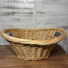 Vintage Oval Wicker Basket W/ Woven Handles
