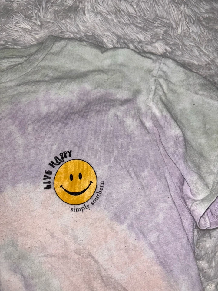 Simply Southern niñas talla Camiseta temática tie dye M "chin Up Buttercup". Lindo, divertido Foto 3 de 4