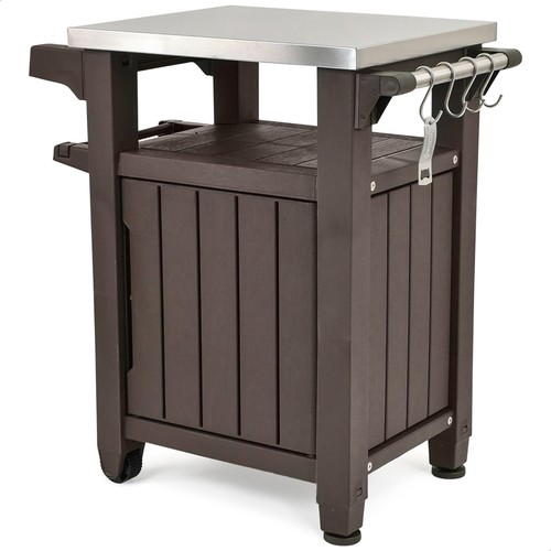 Keter Unity 40 Gal Patio Storage BBQ Grilling Bar Cart Furniture (For Parts)