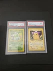PSA 8 1999 POKEMON BASE SET  UNLIMITED YELLOW CHEEKS #58 PIKACHU & Bulbasaur