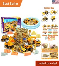 Creative Construction Playset with 2.2lbs Magic Sand and Trucks for Ages 2-8