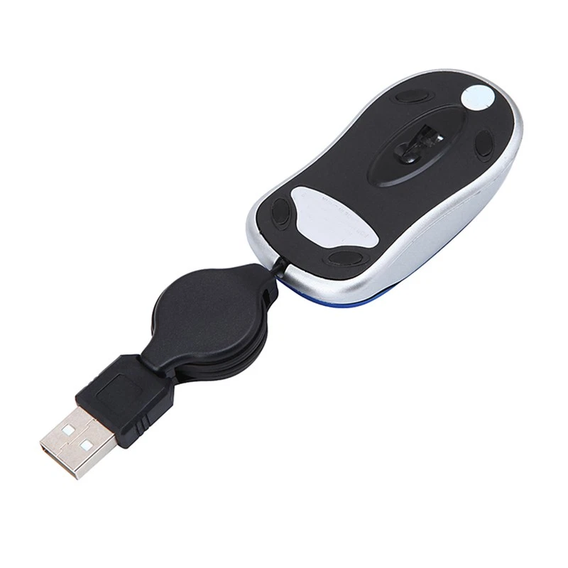  USB Wired Mouse Retractable Cable Tiny Small Mouse 1600 DPI Optical1629 - Image 3 of 4