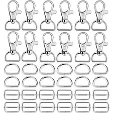 60 Pcs Purse Hardware for Bag Making - Swivel Snap Hooks D Ring Slide Buckle