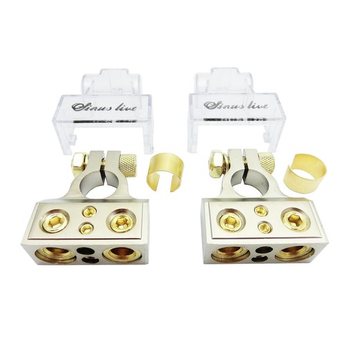 1 Pair Battery Terminal Connectors, 0/2/4/6/8/10 AWG, with Shims and Protecto...