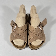 Birkenstock Lugano Sandals Soft Footbed Suede Leather 41 M/8-W10.5 Tobacco Brown