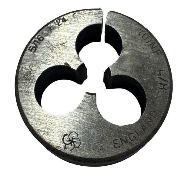 5/16"-24 UNF HSS Carbon Steel Adjustable Round Die - Left Hand - 1-1/2" O.D.