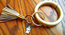 Wristlet Keychain Bracelet w/Tassel, Champagne, Sanrio My Melody Enamel Charm