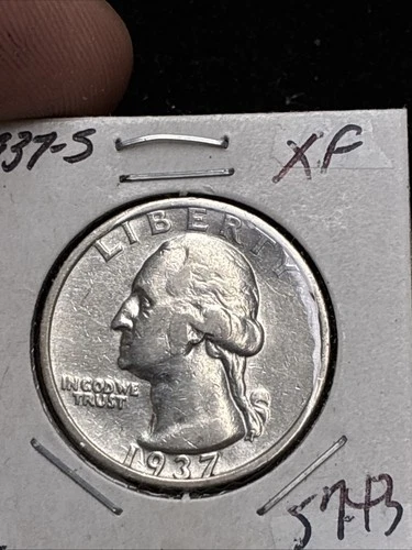 1937 S Washington Quarter, VF-XF, scratched