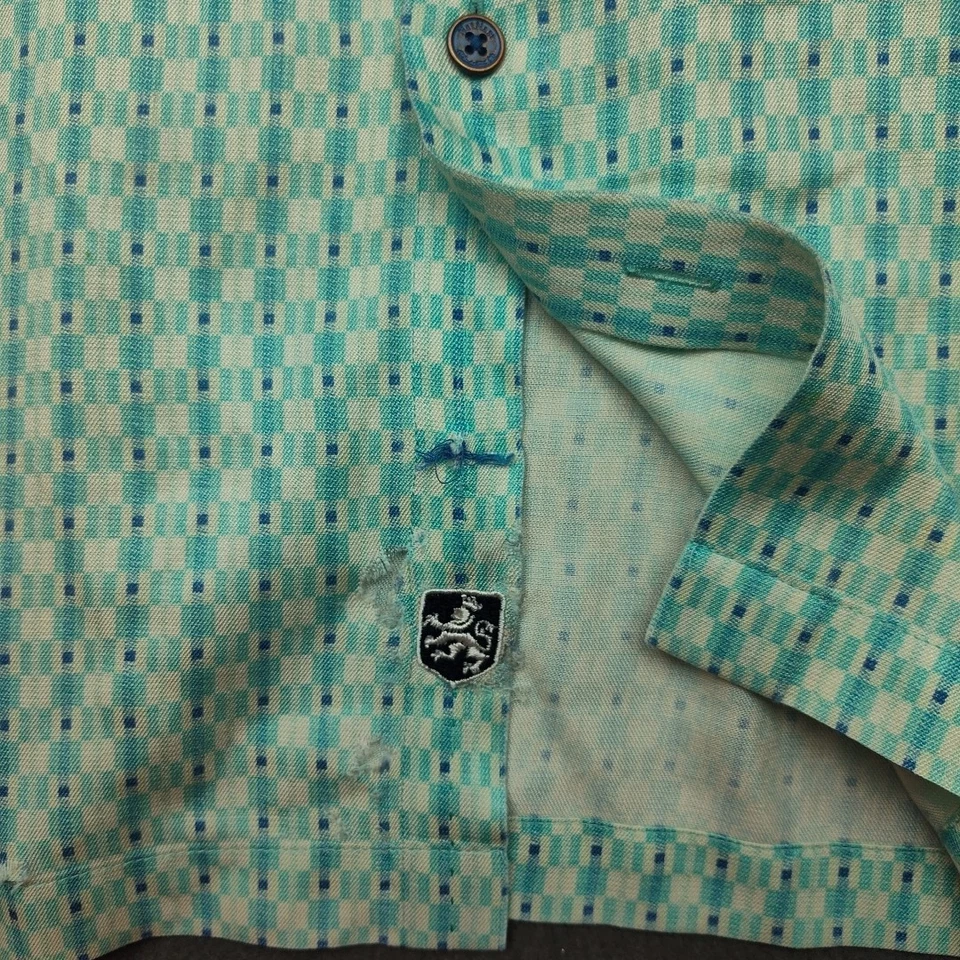 Nat Nast Shirt Mens Medium Geometric Silk Blend Short Sleeve Button Up Luxury - Image 4 of 4