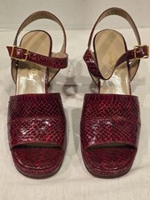 Saks Fifth Avenue Fenton Last Snake Texture Pumps Heels Shoe Red 7.5 FREE S H