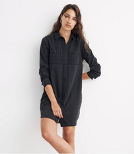 Madewell Faded Black Denim Shirt Dress Long Sleeves Pockets Style #H2278 Size XS