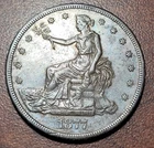 1877-S Trade Dollar Type 2 Reverse Choice EF XF Medium Grey Some Color Reverse