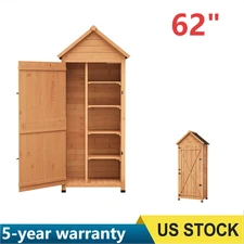 Outdoor Wooden Garden Patio Storage Shed Utility Tool Storage w/Lockable Door