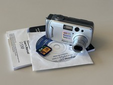 Samsung Digimax 530 5.0MP Digital Camera W. Card Silver Tested Uses AA Batteries