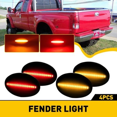 Smoke LED Side Fender Marker Light Dually Bed 4Pcs for Ford Super Duty F350 F450