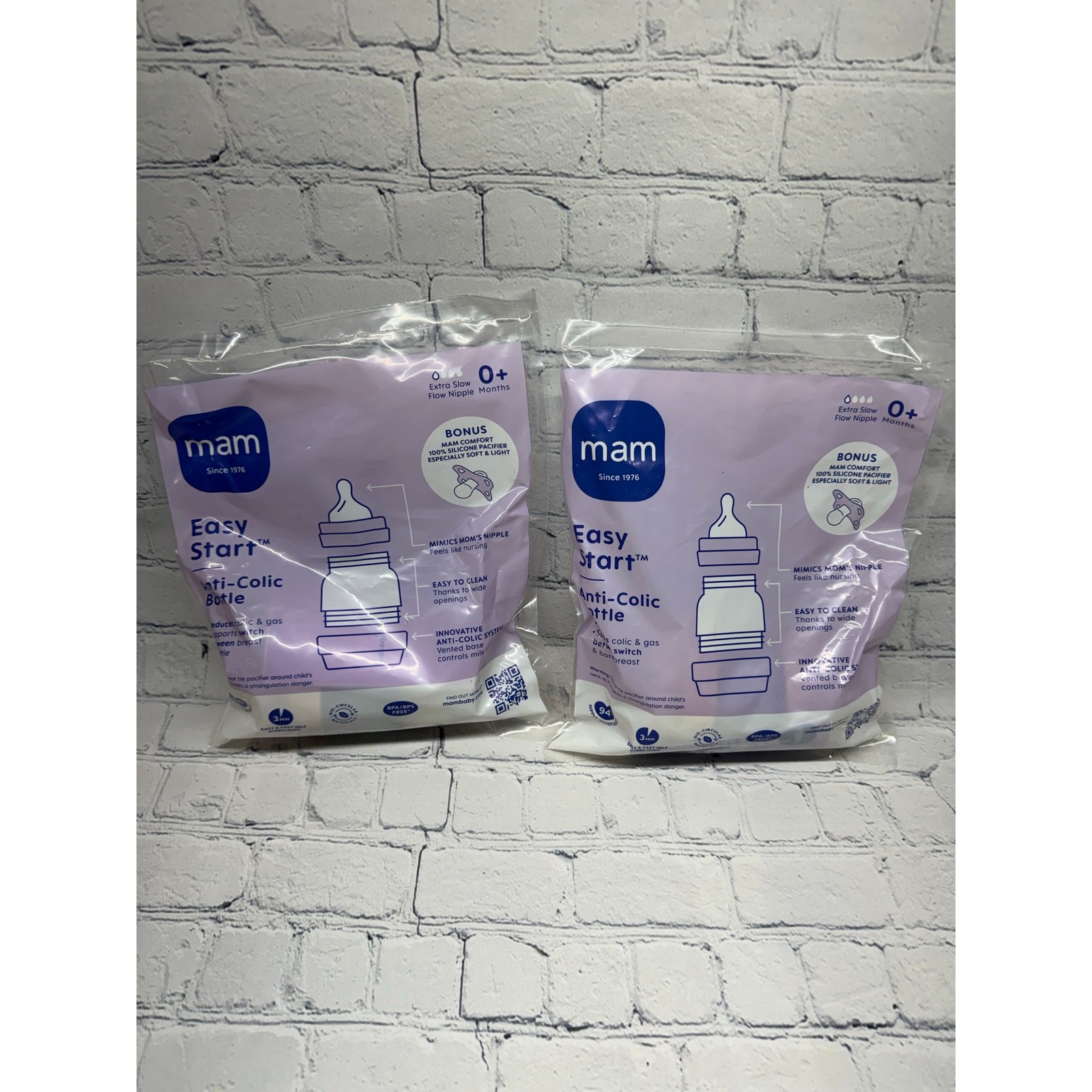 MAM Easy Start Anti-Colic Bottle 2 Pack 4.5 oz and MAM Comfo