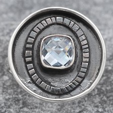 Faceted Natural Sky Blue Topaz 925 Sterling Silver Ring s.7 Jewelry R-1080