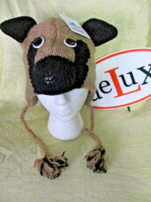 deLux doberman pinscher DOG head costume FLEECE LINED knit cap hat chihuahua