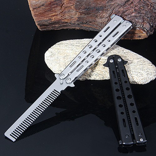 Portable Foldable Comb - Stainless Steel Practice Training Butterfly Knife Comb - Picture 3 of 21