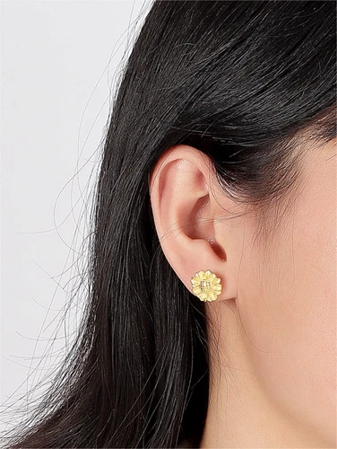 999 Pure Real 24K Yellow Gold Earrings Beauty Sunflower Flower Earrings - Picture 7 of 7