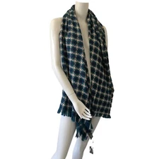 NWT Vince Camuto 74"x55" Teal Abstract Geometric Large Scarf Shuriken NEW